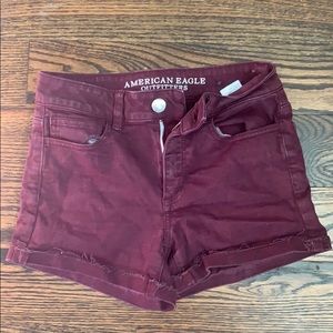 American Eagle Maroon Jean Shorts